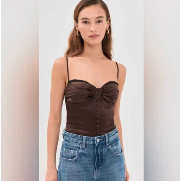 Reformation Tops - Reformation Womens Ursula Silk Top Black Bean Size 12 NWT